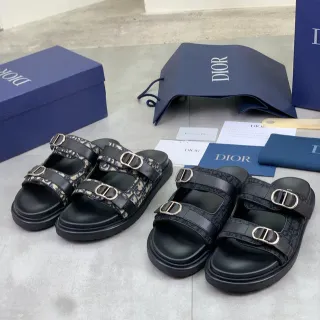 Dior B27 কালো বেইজ ডাবল স্ট্র্যাপ প্ল্যাটফর্ম সোল ক্যাজুয়াল স্যান্ডেল