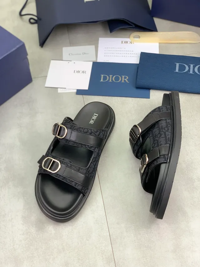 Dior B27 أسود بيج صندل كاجوال مع حزامين مزدوجين وقاعدة منصة 2
