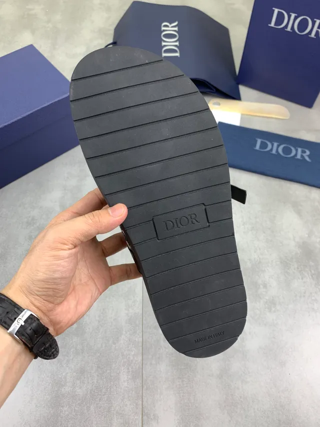 Dior B27 أسود بيج صندل كاجوال مع حزامين مزدوجين وقاعدة منصة 4