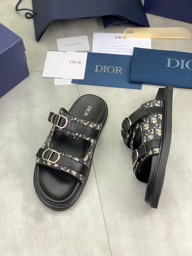 Dior B27 أسود بيج صندل كاجوال مع حزامين مزدوجين وقاعدة منصة 5