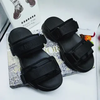 Dior B27 কালো প্ল্যাটফর্ম ডাবল স্ট্র্যাপ কাজুয়াল স্যান্ডেল