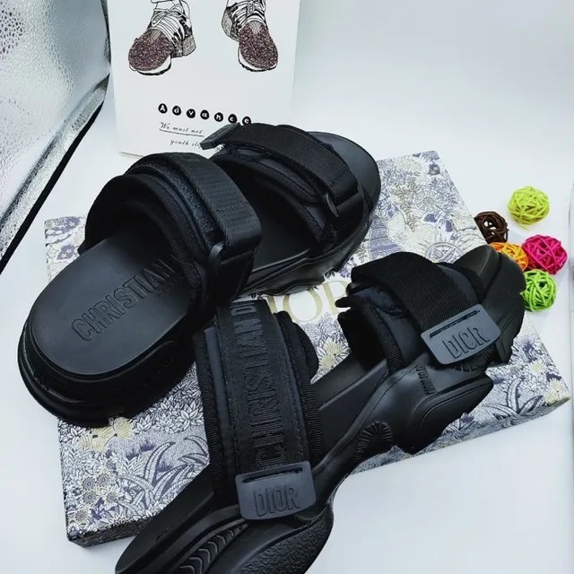 Dior B27 Sandalias Casuales de Plataforma de Doble Correa Negras 3