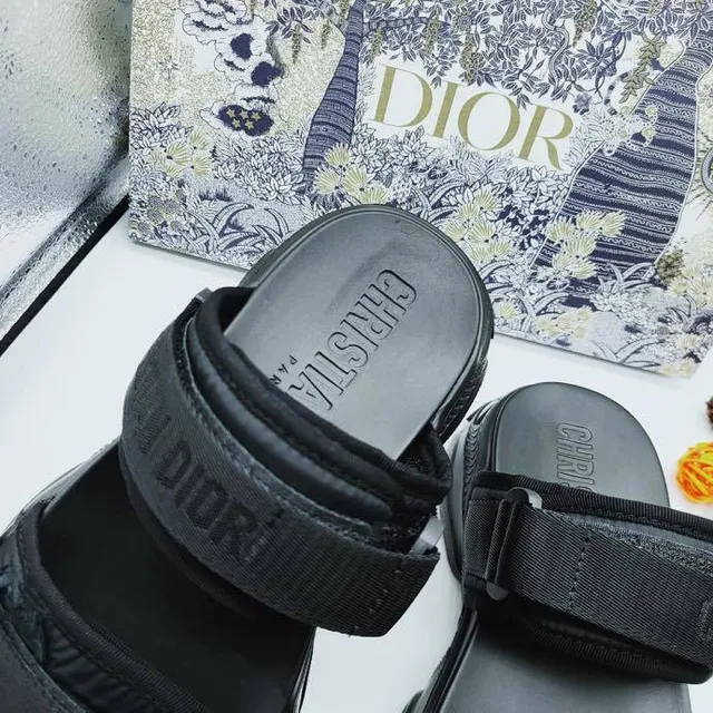 Dior B27 Sandalias Casuales de Plataforma de Doble Correa Negras 4