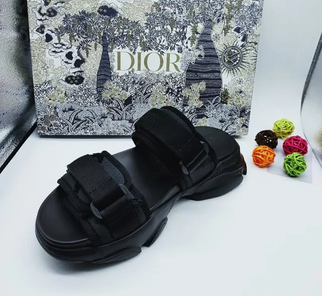 Dior B27 Sandalias Casuales de Plataforma de Doble Correa Negras 5