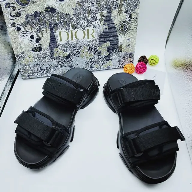 Dior B27 Sandalias Casuales de Plataforma de Doble Correa Negras 6