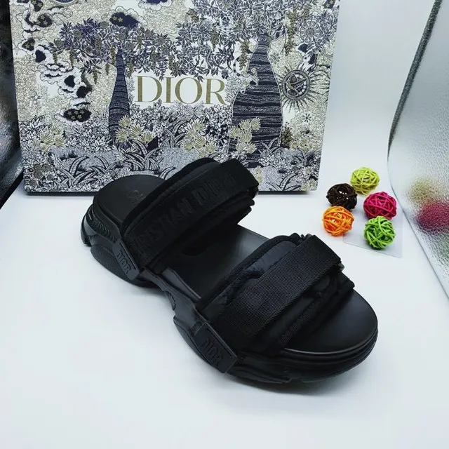 Dior B27 Sandalias Casuales de Plataforma de Doble Correa Negras 7