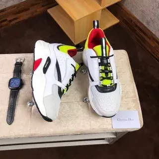 Dior B27 semelle blanche jaune en maille chaussures chunky