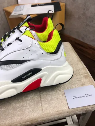 Dior B27 White Yellow Sole Mesh Upper Chunky Sneakers 4