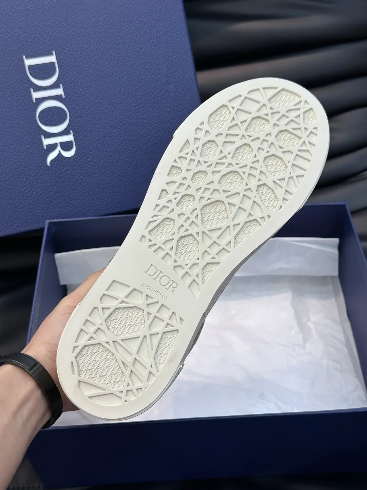 Dior Beige Blue Low-Top Platform Suede And Metallic Textile Upper Sneakers 2