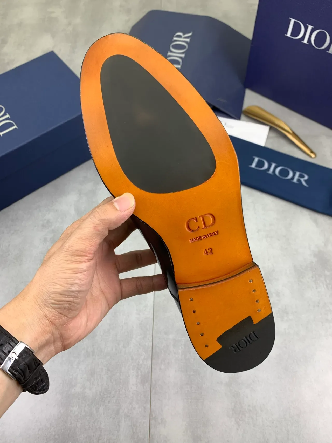 Dior Chaussures Oxford Cuir Noir Beige Brillant Bout à Cap 3