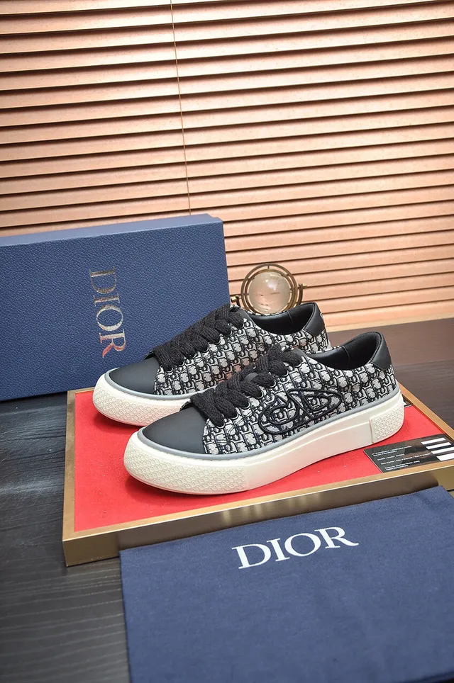 Dior Black Beige Monogram Canvas Upper Embroidered CD Logo Lifestyle Sneakers 5