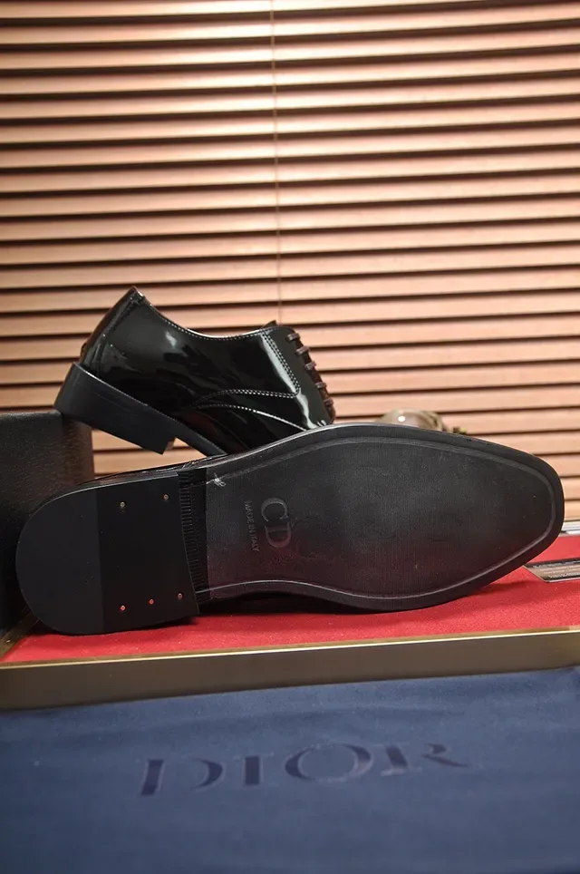Dior Black Brown High-Gloss Finish Cap-Toe Oxford Shoes 3
