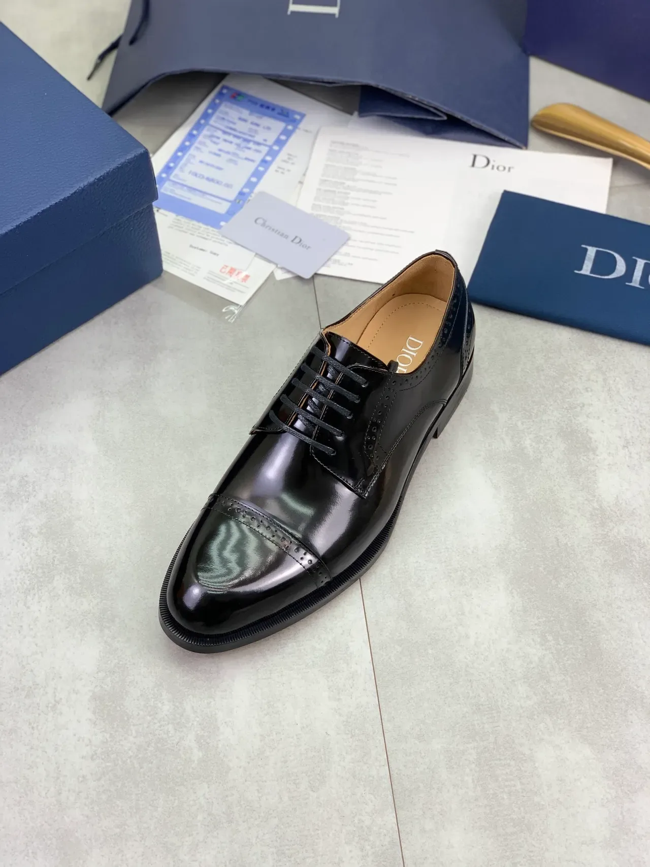 Dior Chaussures Oxford Brogue à Cap-Toe Noir 4
