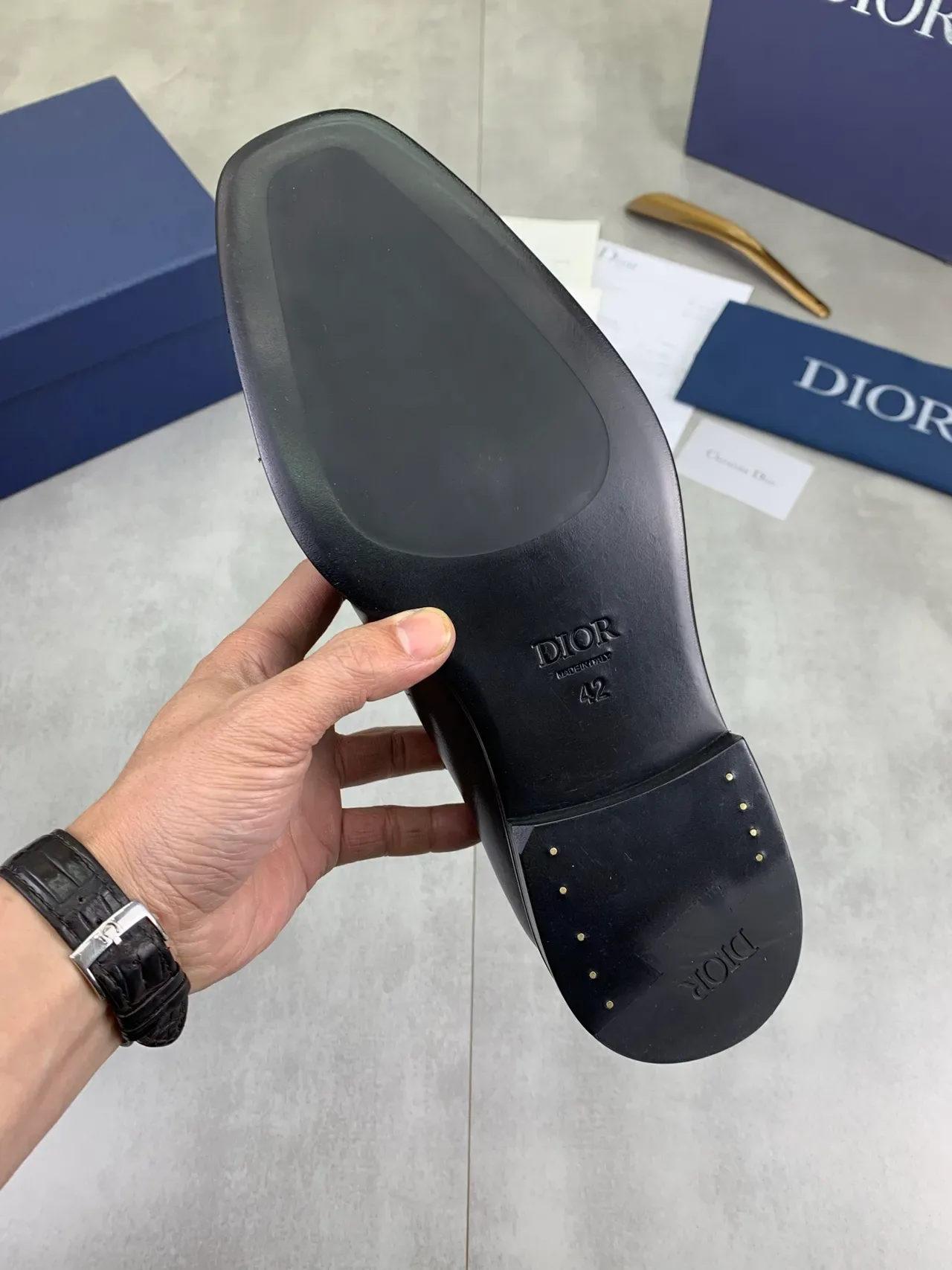 Dior काले चमकदार चमड़े के कैप टो ऑक्सफोर्ड जूते 3
