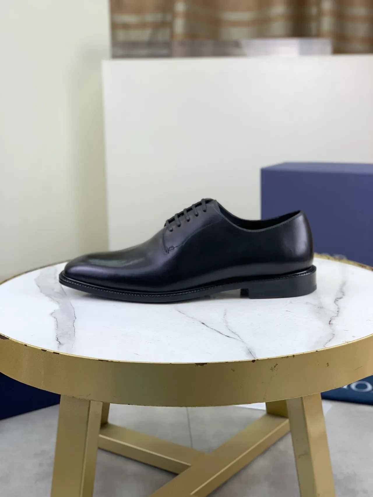 Dior काले चमकदार चमड़े के कैप टो ऑक्सफोर्ड जूते 6