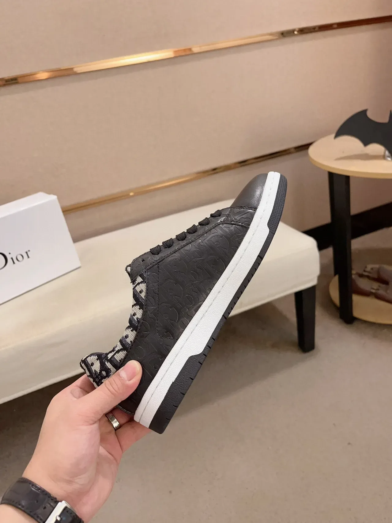 Dior Black White Embossed Logo Oblique Jacquard Heel Lifestyle Sneakers 5