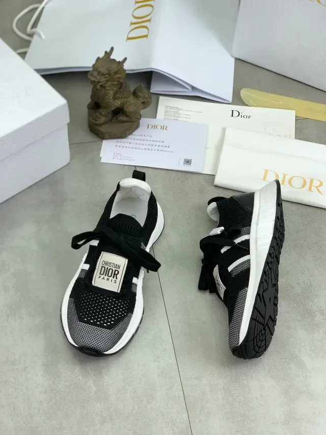 Dior Black White Knit Upper Sock-Fit Collar Lifestyle Sneakers 5