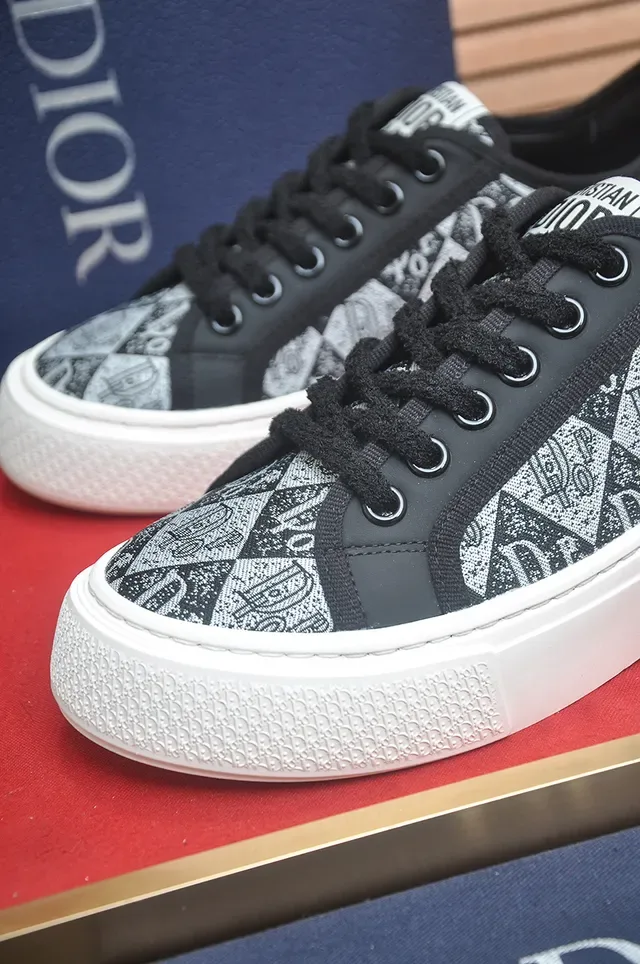 Dior Black White Monogram-Print Upper Overlays Lifestyle Sneakers 2