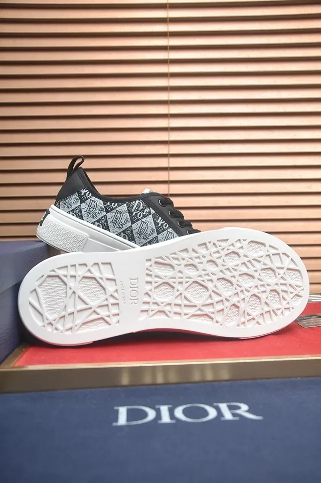 Dior Black White Monogram-Print Upper Overlays Lifestyle Sneakers 3