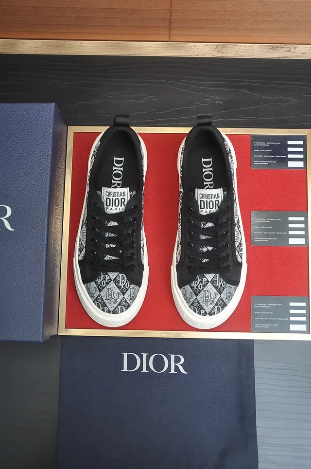 Dior Black White Monogram-Print Upper Overlays Lifestyle Sneakers 5