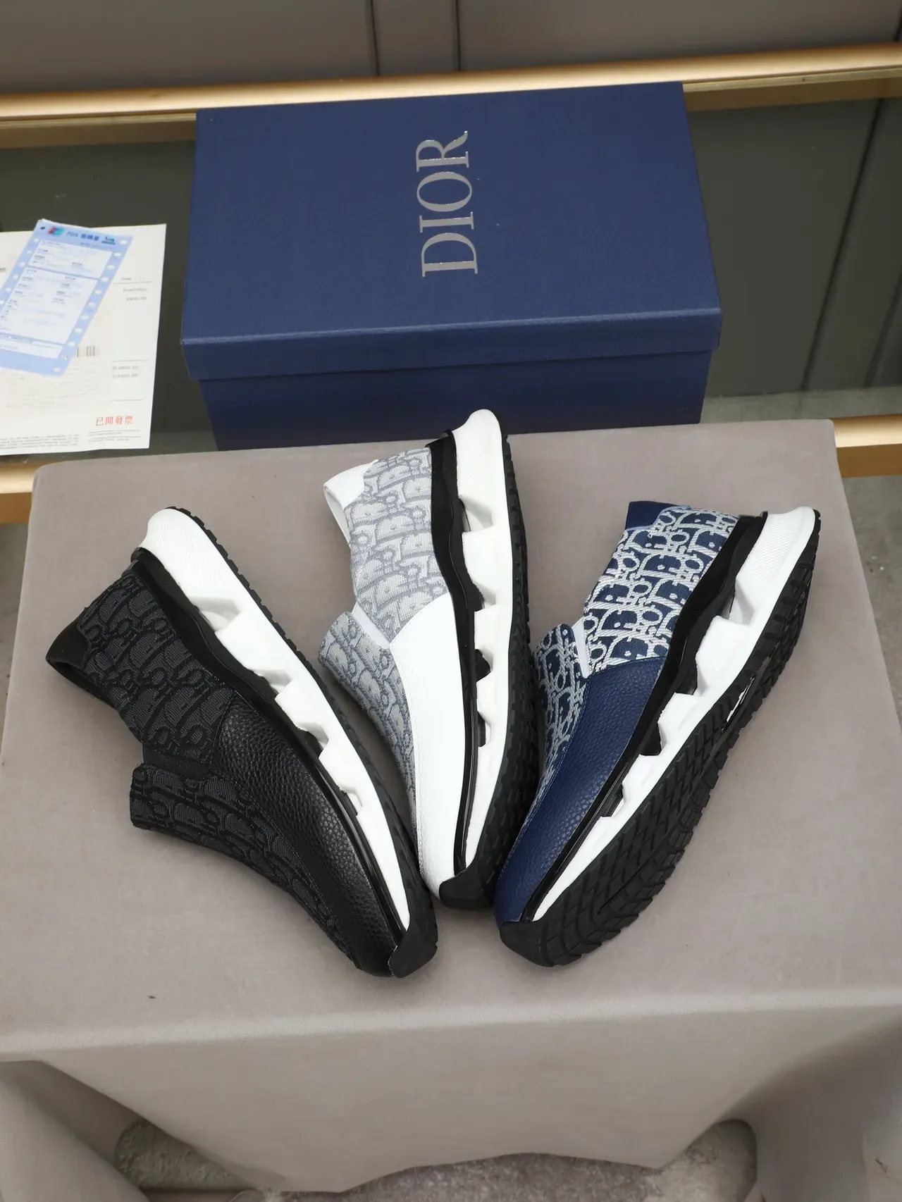 Dior Black White Monogrammed Fabric Upper Pebbled Leather Toe Cap Lifestyle Sneakers 2