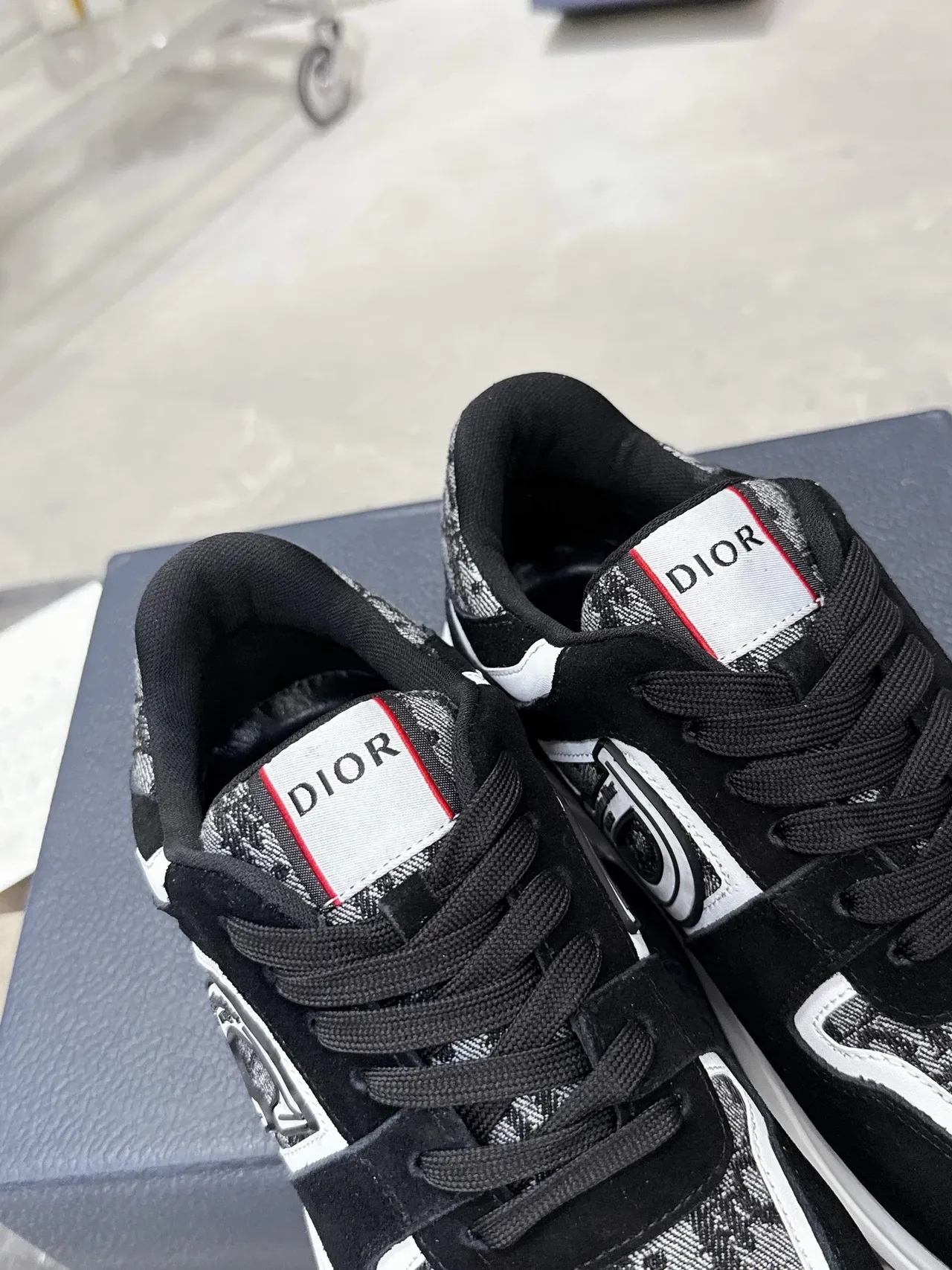 Dior Noir Blanc Monogrammé Textile Daim Recouvrement Lifestyle Sneakers 9