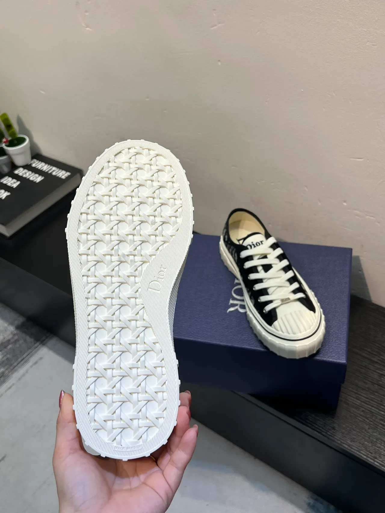 Dior Black White Oblique Monogram Canvas Ribbed Toe Cap Lifestyle Sneakers 9