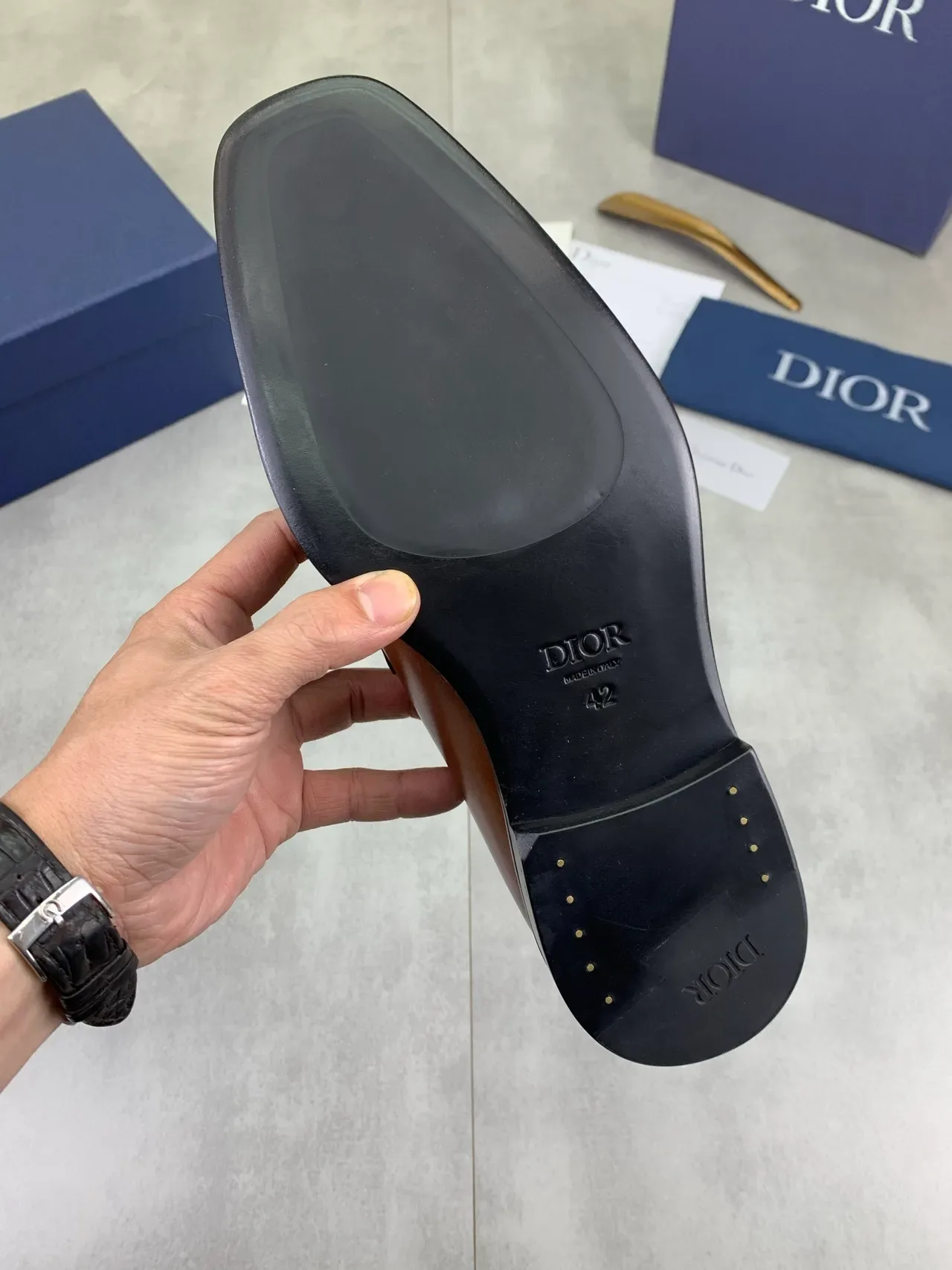 Dior Brown Black Polished Leather Penny Loafer 3