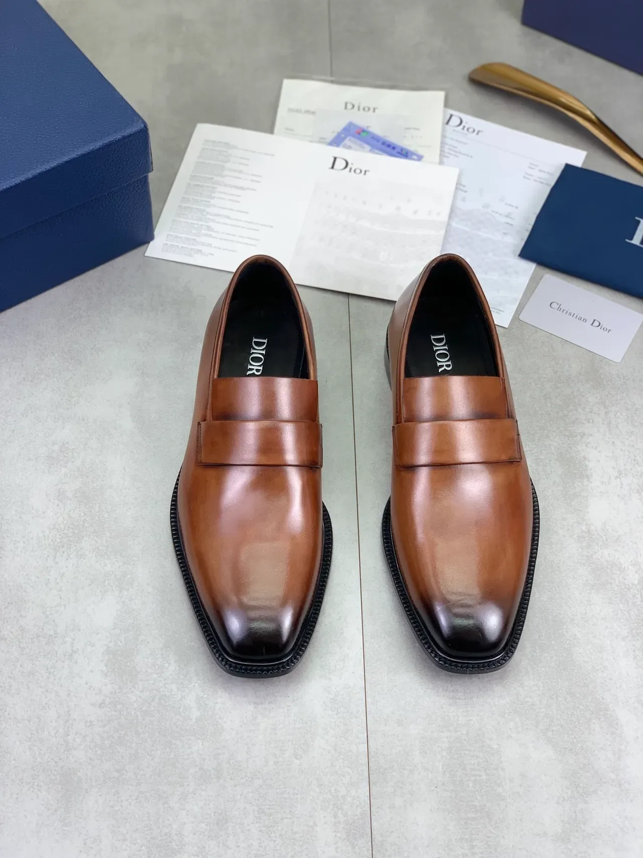 Dior Brown Black Polished Leather Penny Loafer 5