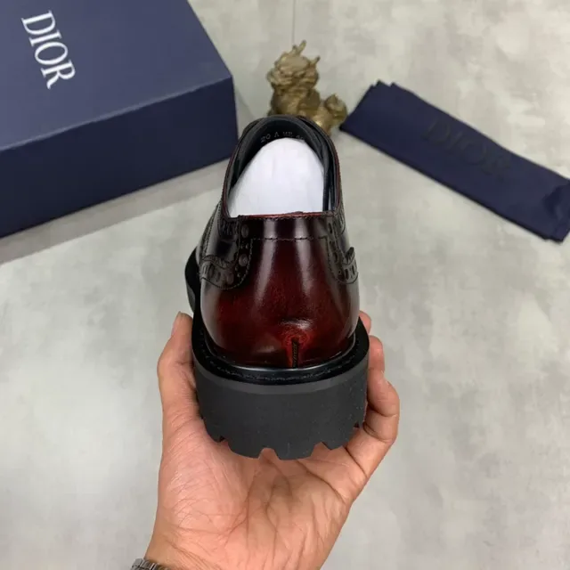 Dior Bordeaux Marron Brogue à ailette complète 4