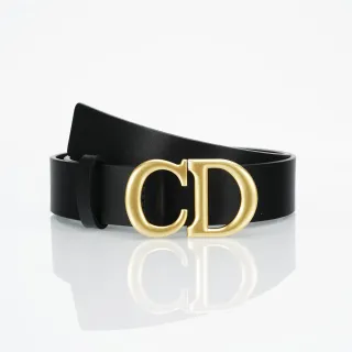 Ceinture Dior CD Noir Or Lisse Grande Monogram Boucle Cuir Ceinture