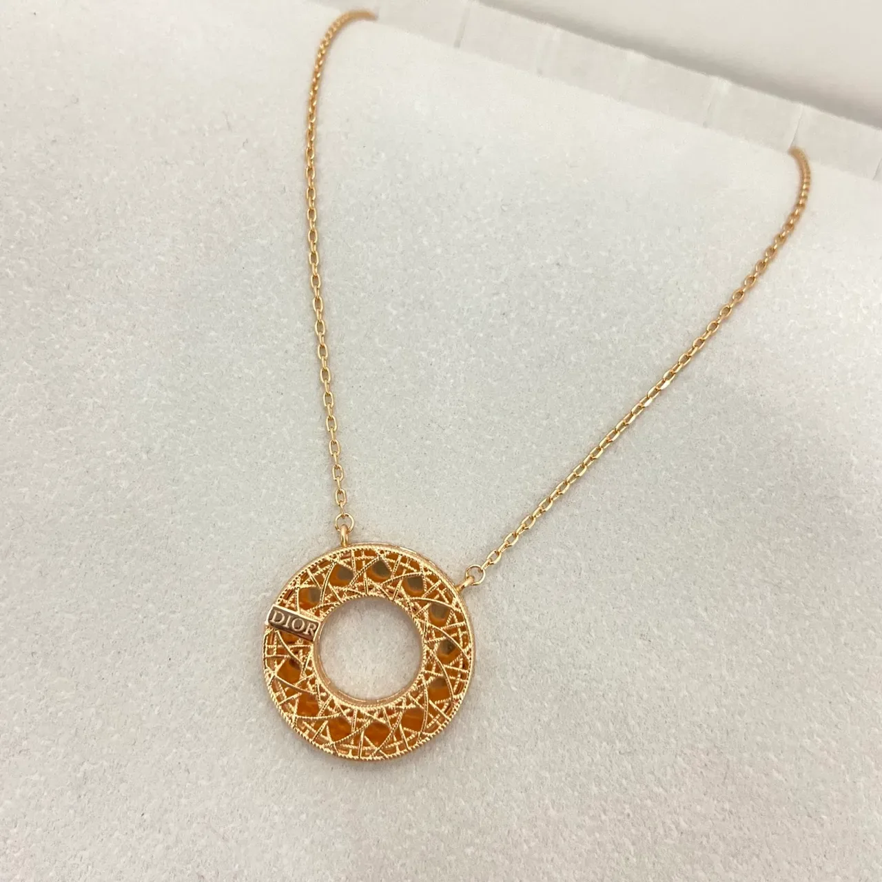 Dior Circular Openwork Lattice Pendant Necklace 5