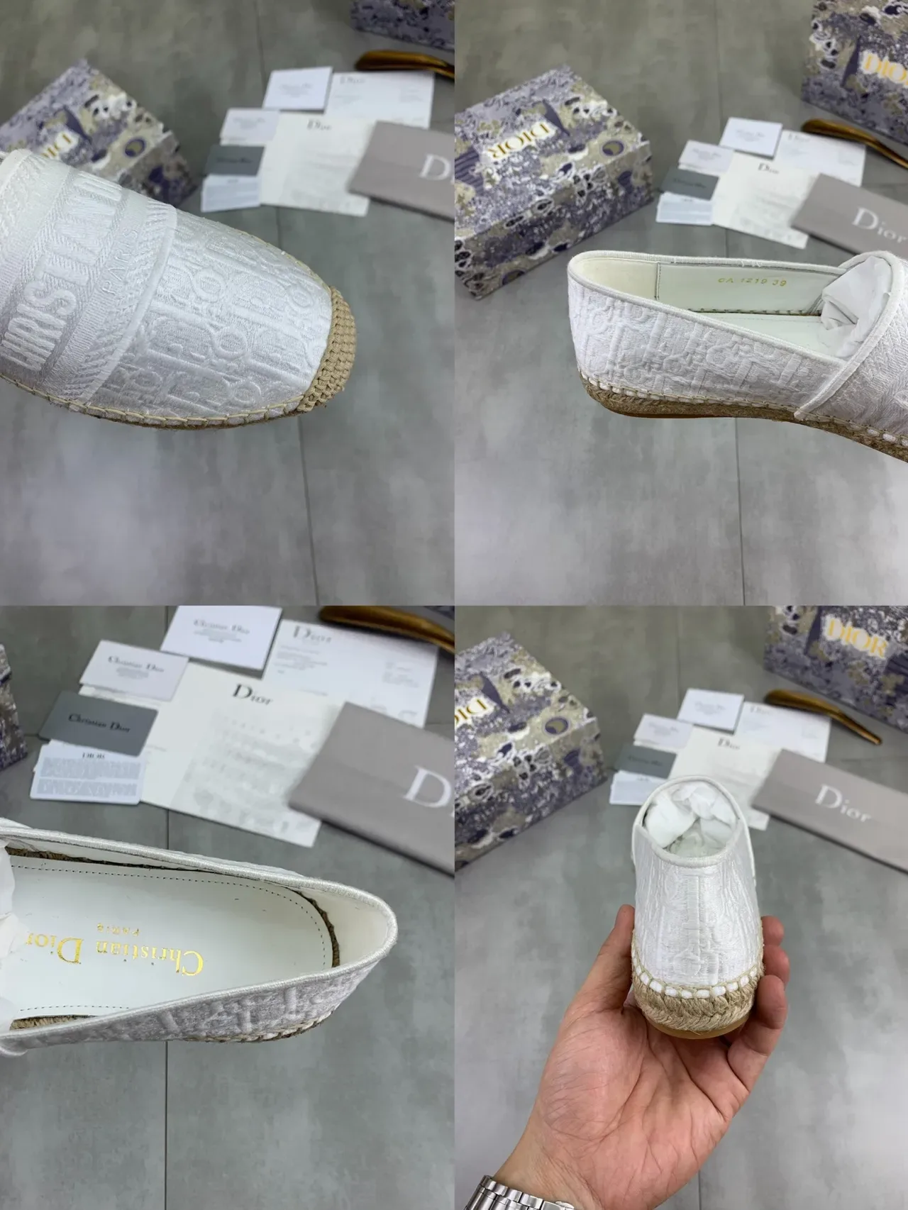 Dior Espadrille सफेद जकार्ड ओब्लिक स्लिप-ऑन बोट शूज़ 2