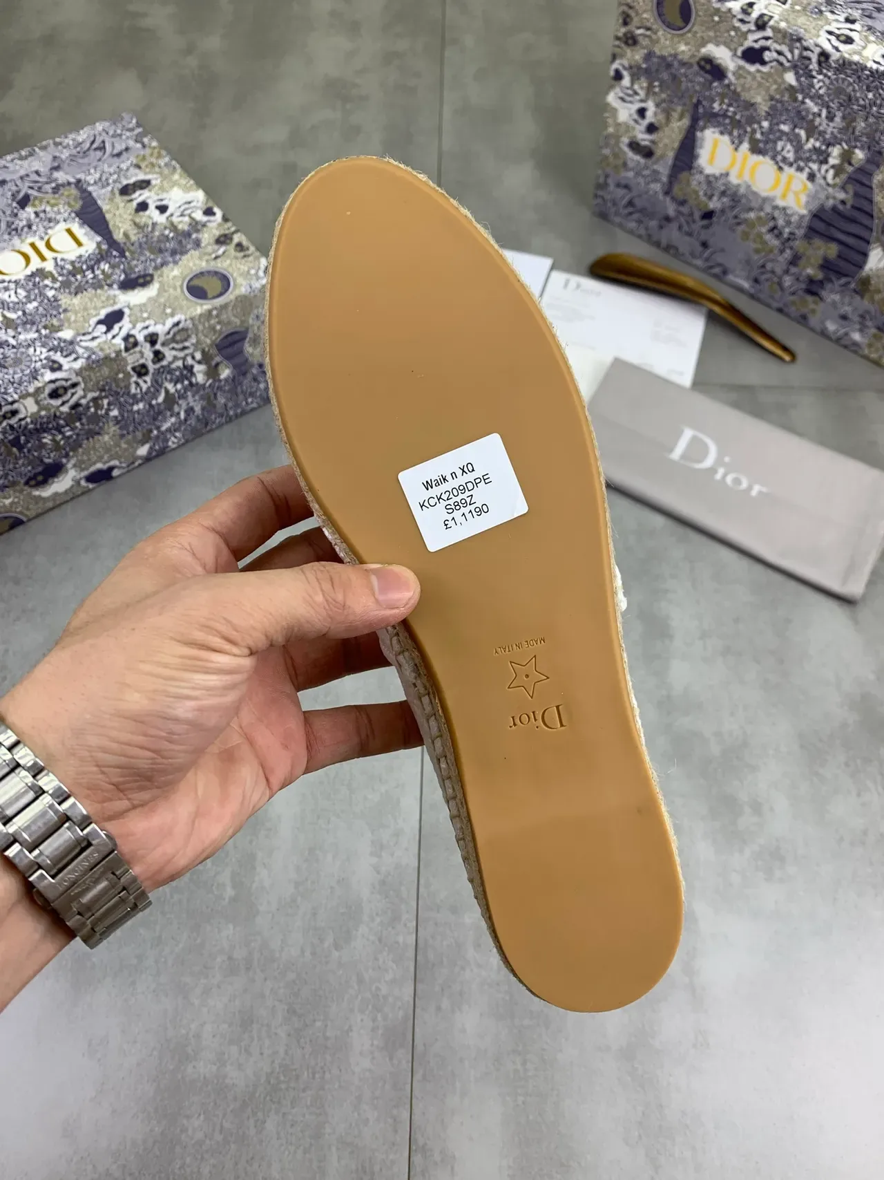 Dior Espadrille सफेद जकार्ड ओब्लिक स्लिप-ऑन बोट शूज़ 3