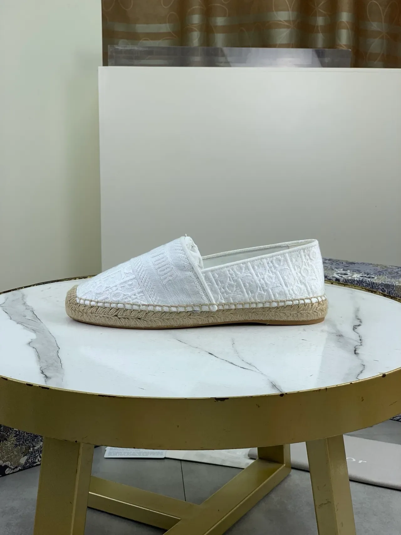 Dior Espadrille सफेद जकार्ड ओब्लिक स्लिप-ऑन बोट शूज़ 5