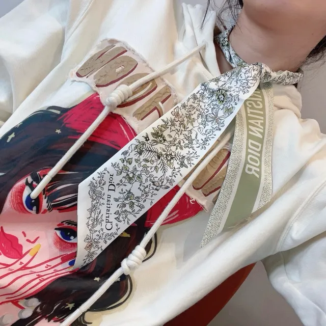 Dior Floral Butterfly Print Silk Scarf 2