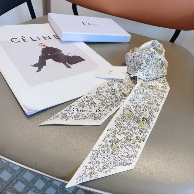 Dior Floral Butterfly Print Silk Scarf 8