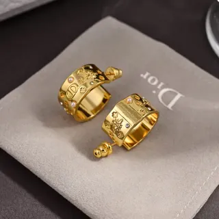 Dior Aureoles Dorées Motif Gravé Perle et Cristal