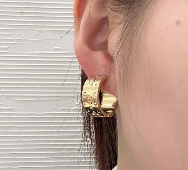 Dior Aureoles Dorées Motif Gravé Perle et Cristal 2