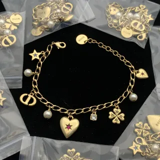 Dior Chaîne Curb Multi-Charm Bracelet Or Blanc