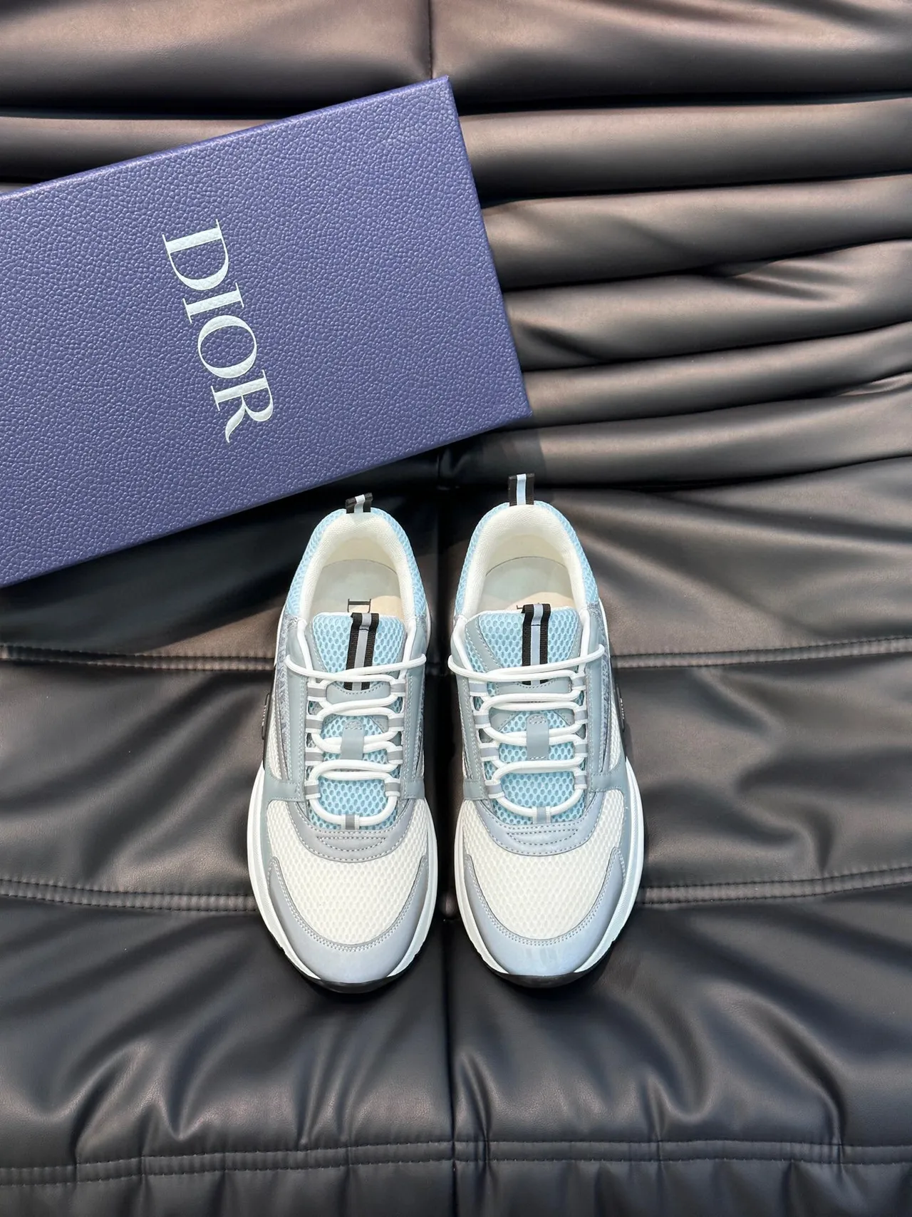 Dior Gray Blue Sole Oblique Jacquard Panel Chunky Sneakers 2