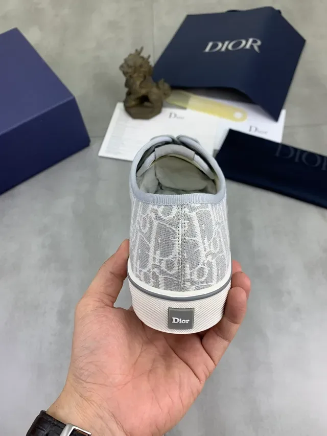 Dior ধূসর সাদা মোনোগ্রামড ক্যানভাস লো-টপ লেস-আপ লাইফস্টাইল স্নিকার 3