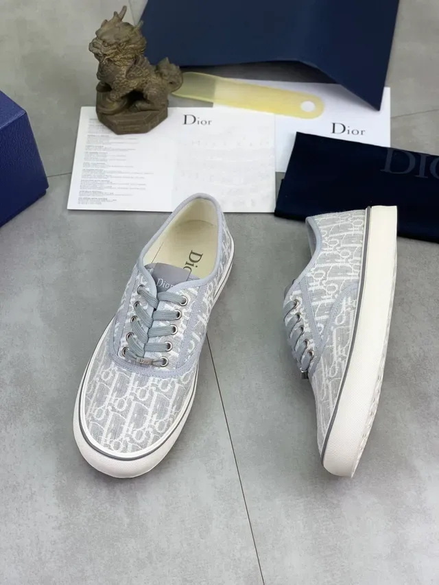 Dior ধূসর সাদা মোনোগ্রামড ক্যানভাস লো-টপ লেস-আপ লাইফস্টাইল স্নিকার 5