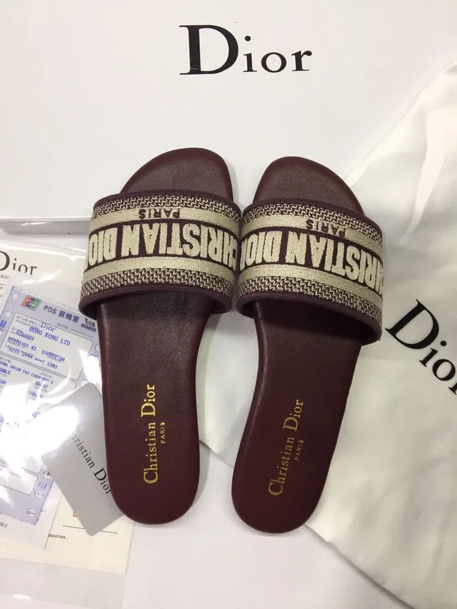Dior J'Adior Slides Burgundy Woven Strap Slippers 3