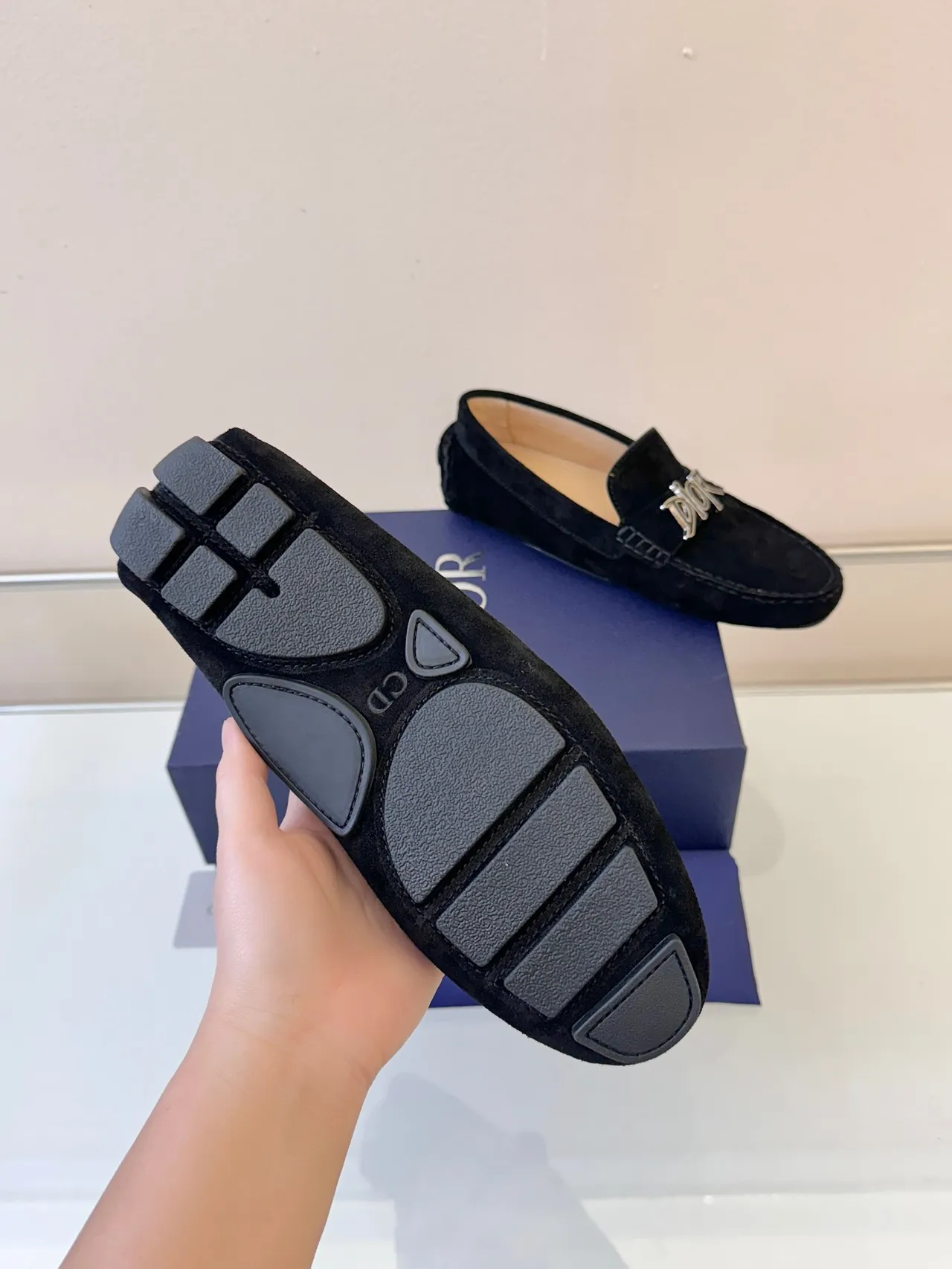 Dior لوافر أسود فضي سويد بكل معدني لوافر 5