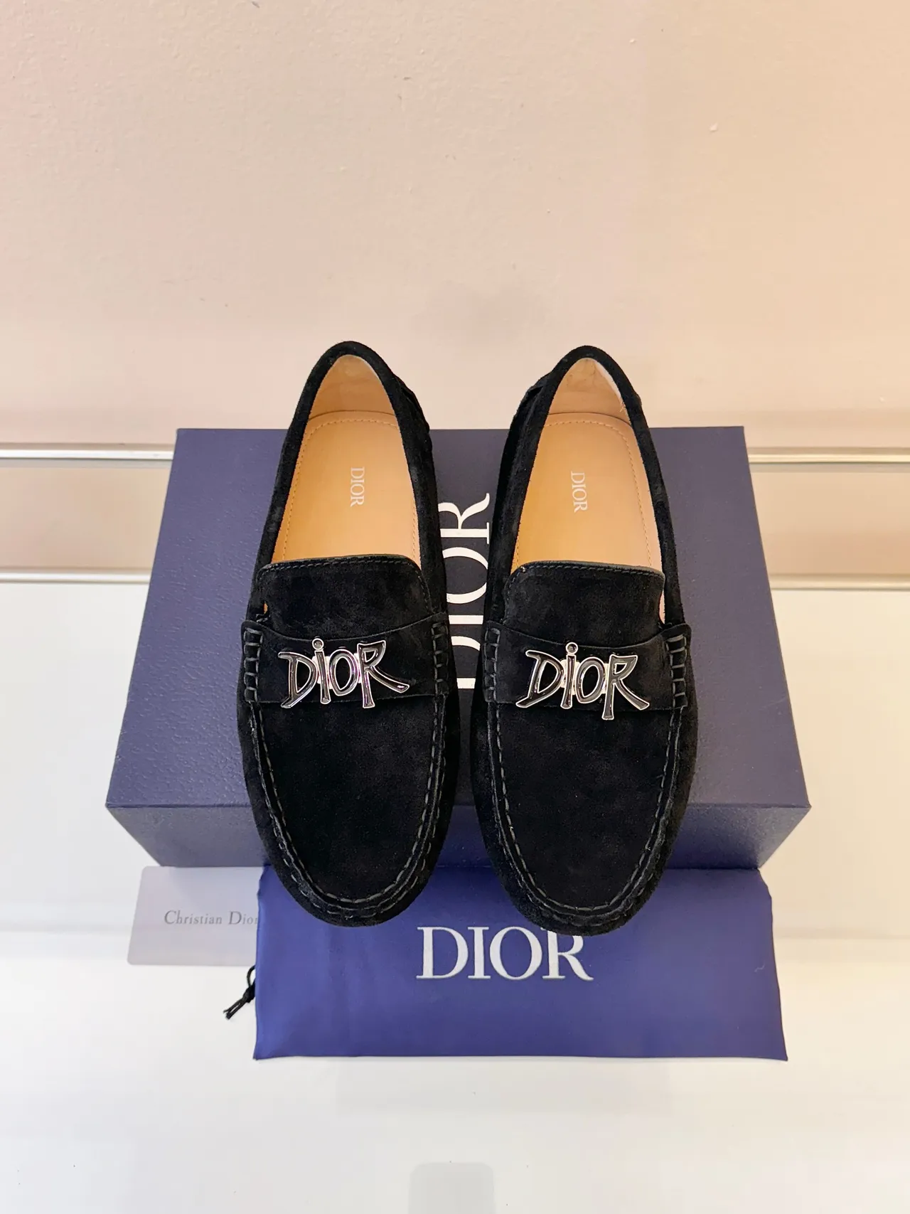 Dior لوافر أسود فضي سويد بكل معدني لوافر 6