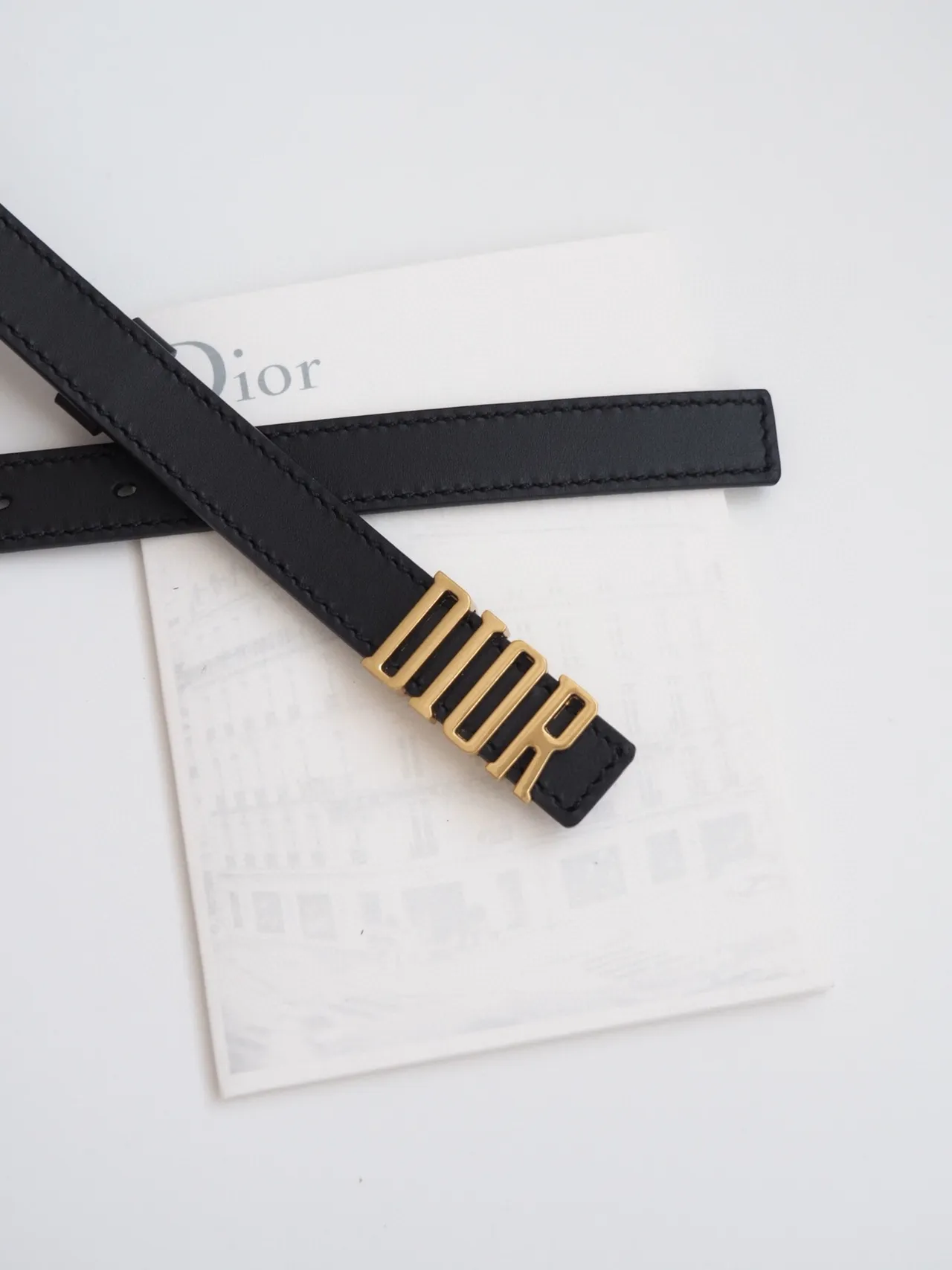 Dior Logo Buckle حزام جلد أسود 4