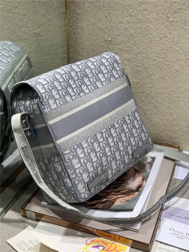 Dior Navy Beige Monogram Canvas Flap-Top Messenger Bag 5