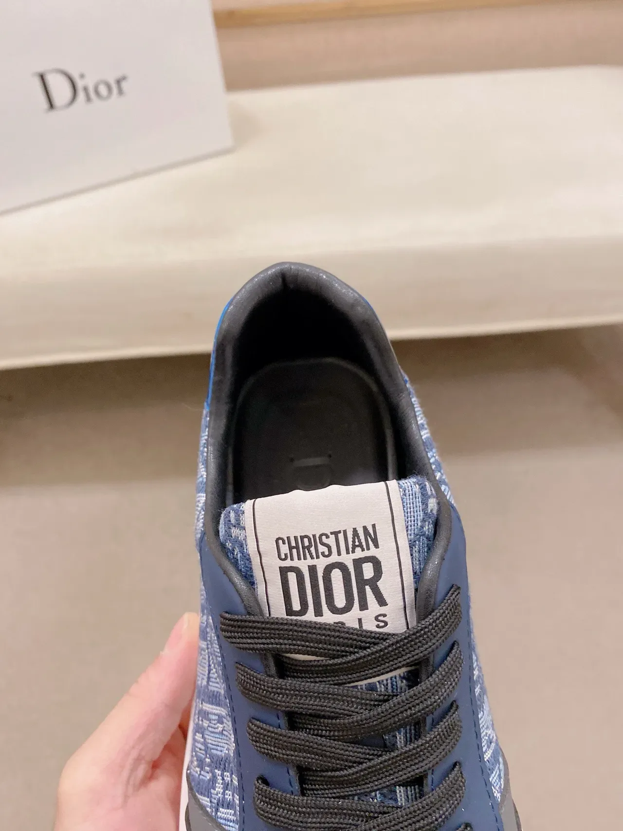 Dior Navy Blue Oblique Jacquard Upper Sculpted White Midsole Lifestyle Sneakers 6
