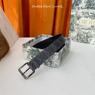 Dior Oblique أسود فضي مطبوخ Monogram Gunmetal مثبت دبوس حزام جلد